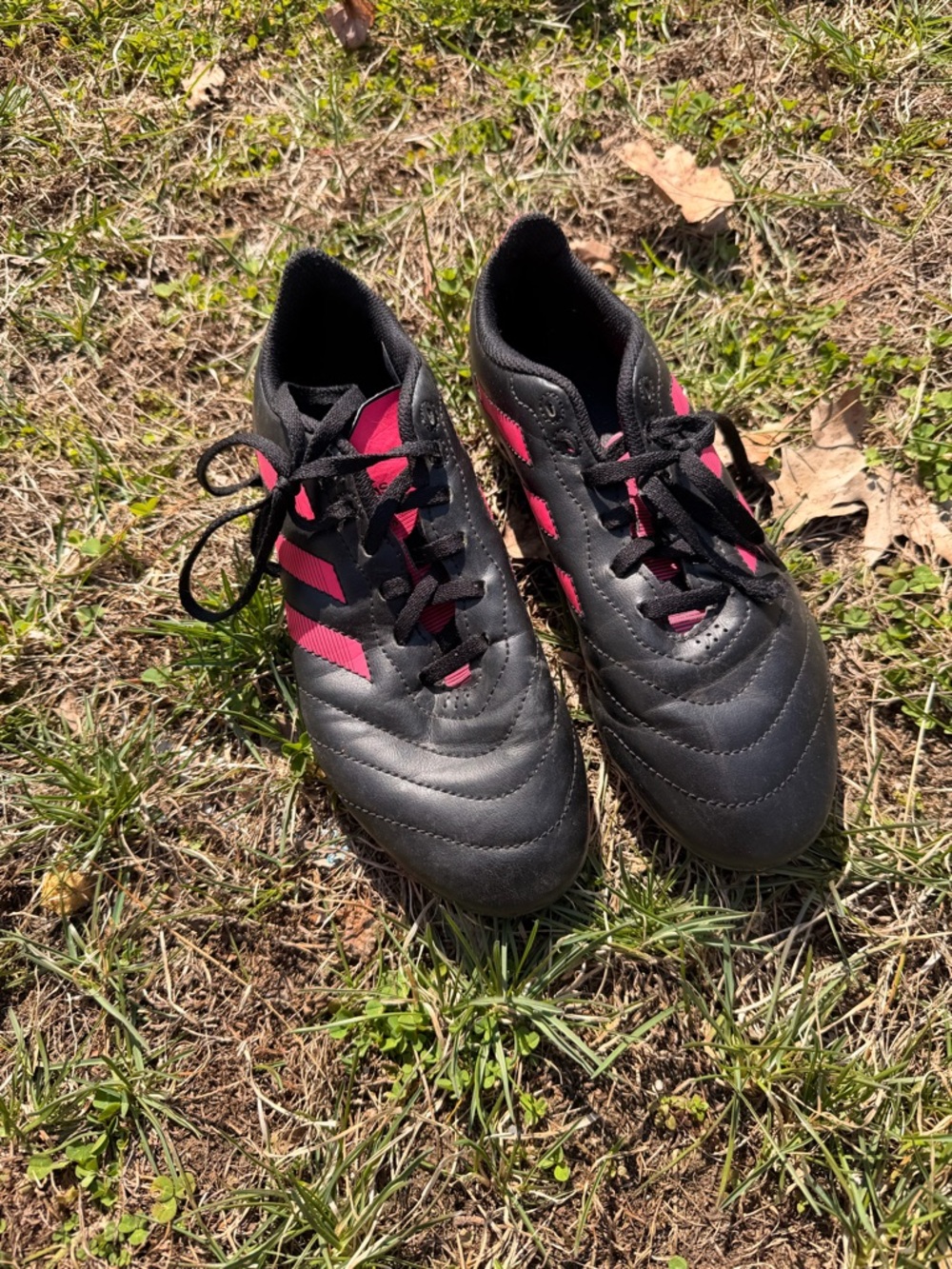adidas Black Athletic Shoes with Pink Accents